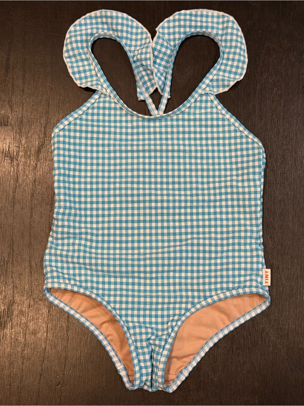 Tiny Tinycottons Blue White Check One-Piece Swimsuit Girl 8
